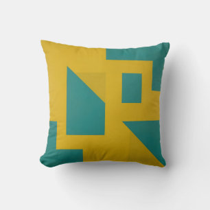 Bold Geometric Abstract Yellow Teal Throw Pillow