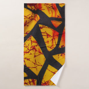 Bold Geometric African Wax Print Fabric - Gold, Re Bath Towel