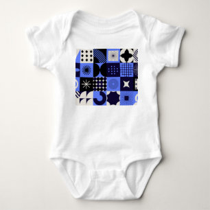 Bold Geometric Bauhaus Retrofuturistic Pattern Baby Bodysuit