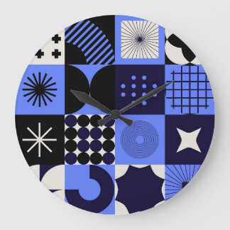 Bold Geometric Bauhaus Retrofuturistic Pattern Large Clock