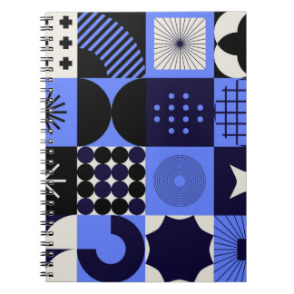 Bold Geometric Bauhaus Retrofuturistic Pattern Notebook