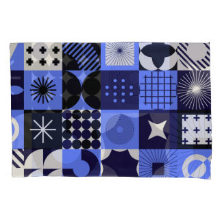 Bold Geometric Bauhaus Retrofuturistic Pattern Pillowcase