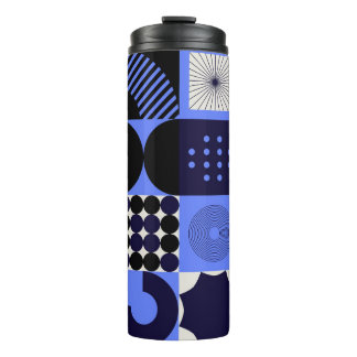Bold Geometric Bauhaus Retrofuturistic Pattern Thermal Tumbler