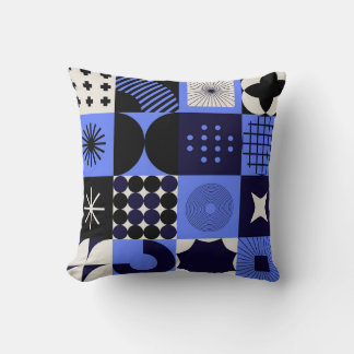 Bold Geometric Bauhaus Retrofuturistic Pattern Throw Pillow