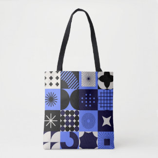 Bold Geometric Bauhaus Retrofuturistic Pattern Tote Bag