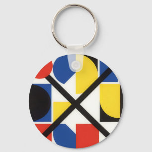 Bold Geometric Bauhaus Suprematist Art Keychain