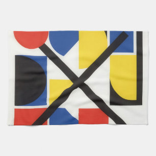 Bold Geometric Bauhaus Suprematist Art Kitchen Towel