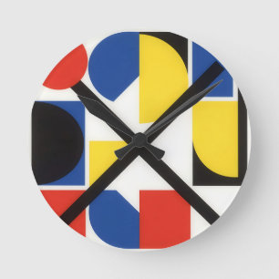 Bold Geometric Bauhaus Suprematist Art Round Clock