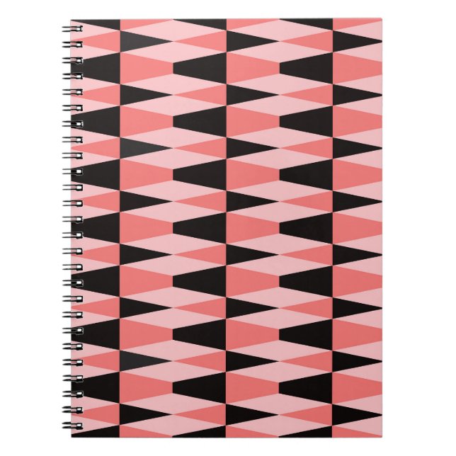 Bold Geometric Black Pink Pattern Notebook (Front)