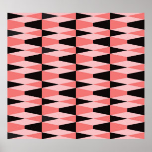 Bold Geometric Black Pink Pattern Poster