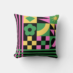 Bold Geometric Block Pattern Throw Pillow