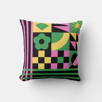 Bold Geometric Block Pattern Throw Pillow