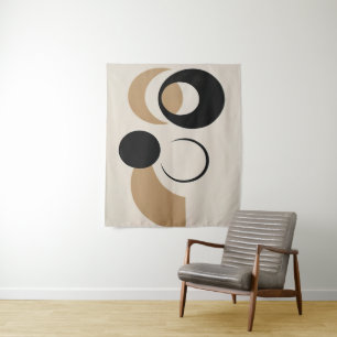 Bold Geometric Circle Line Abstract  Tapestry