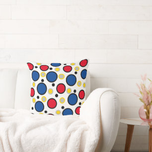 Bold Geometric Circles Red Blue Throw Pillow