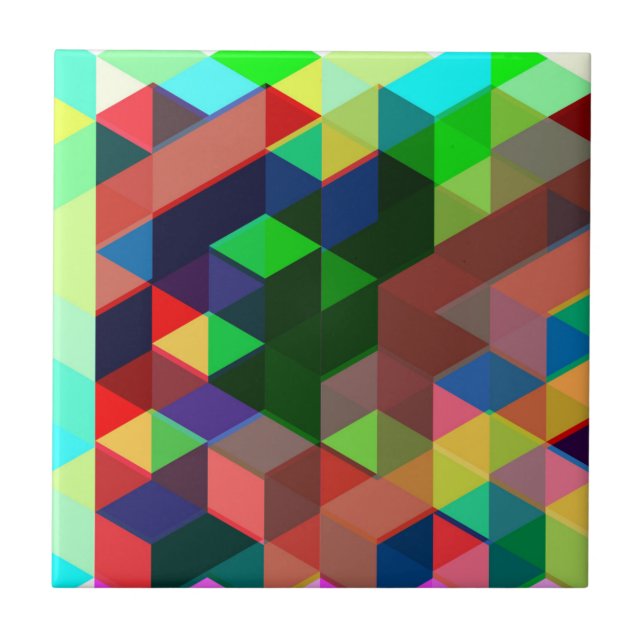 Bold Geometric Cube Pattern Tile (Front)
