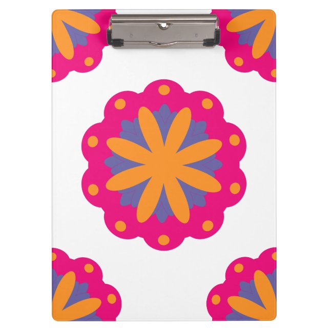 Bold Geometric Flower Design Clipboard (Front)
