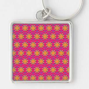 Bold Geometric Flower Design Keychain