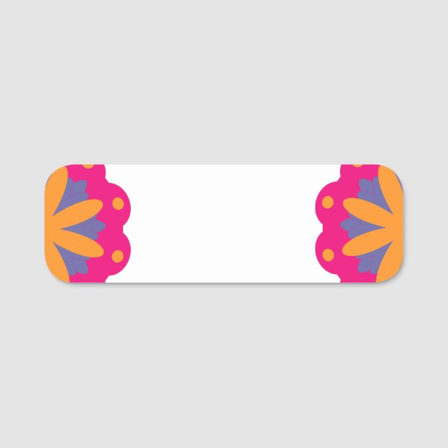Bold Geometric Flower Design Name Tag (Front)