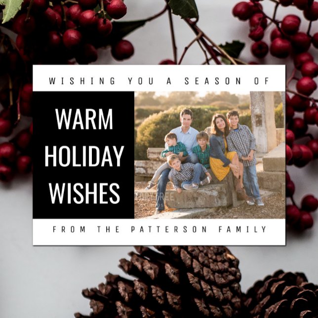 Bold Geometric Holiday Photo Card | Black (Black Bold Geometric Holiday Photo Card)