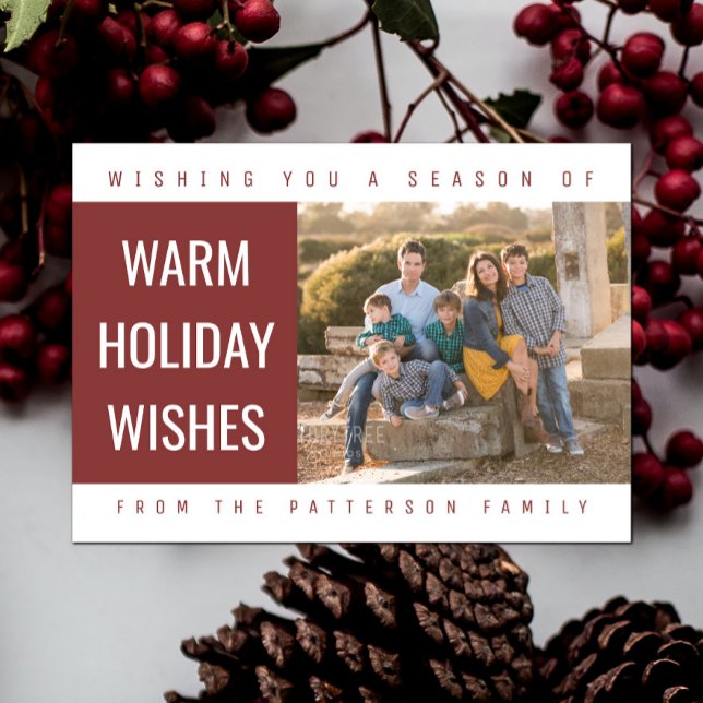 Bold Geometric Holiday Photo Card | Burgundy (Burgundy Bold Geometric Holiday Photo Card)