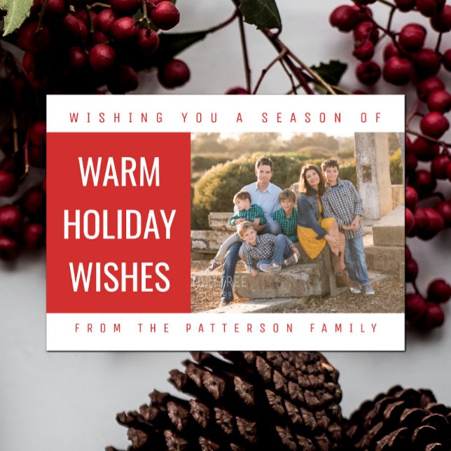 Bold Geometric Holiday Photo Card | Red (Red Bold Geometric Holiday Photo Card)