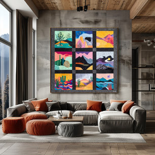 Bold Geometric Landscape Grid Composition Poster