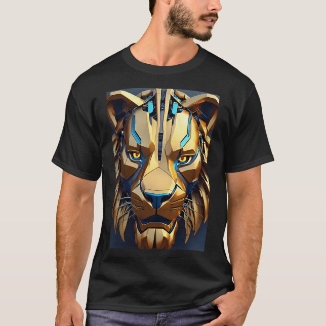 Bold Geometric Lion - Strength in Every Line T-Shirt (Front)