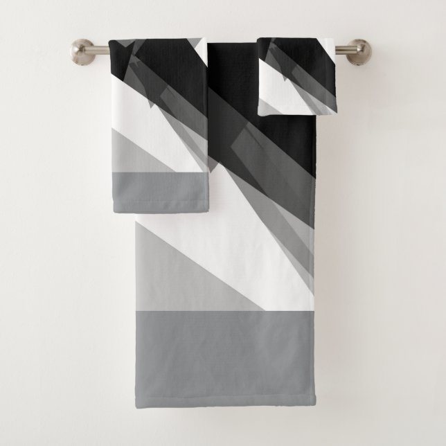 bold geometric monochrome retro abstract art  bath towel set (Insitu)
