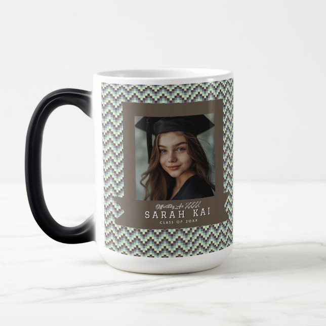 Bold Geometric Pattern Husband  Graduation Gift Magic Mug (Left)
