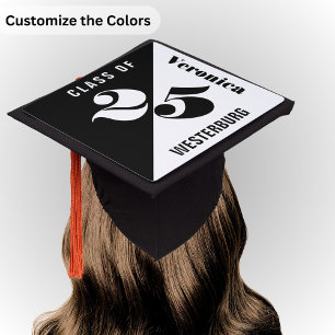 Bold Geometric Personalized Custom Colors Graduation Cap Topper