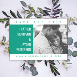Bold Geometric Photo Save the Date Arcadia Green