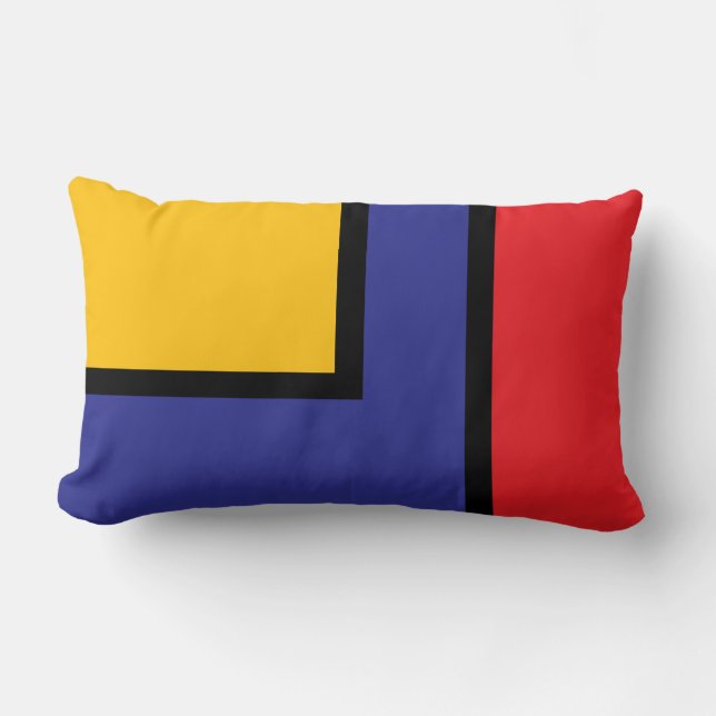 Bold Geometric Primary Colour Block Abstract Lumbar Pillow (Front)