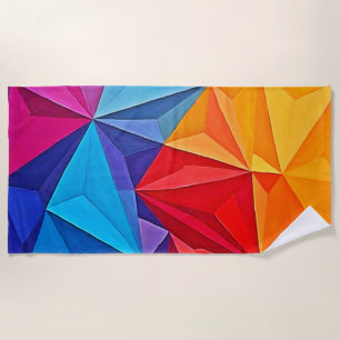 Bold Geometric Prism Abstract Art Beach Towel