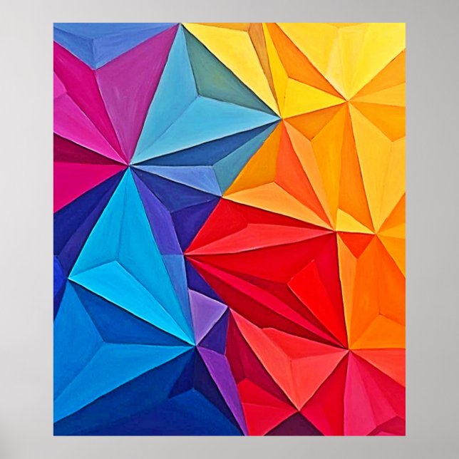 Bold Geometric Prism Abstract Art Poster (Front)
