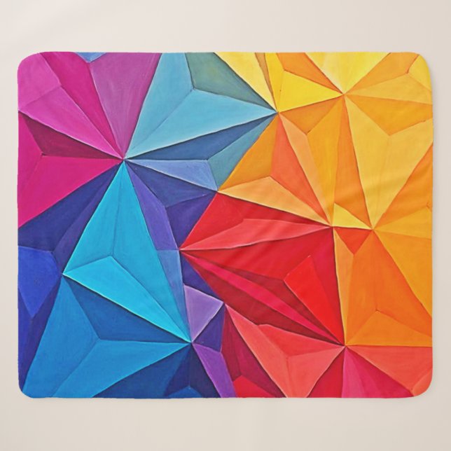 Bold Geometric Prism Abstract Art Sherpa Blanket (Front (Horizontal))