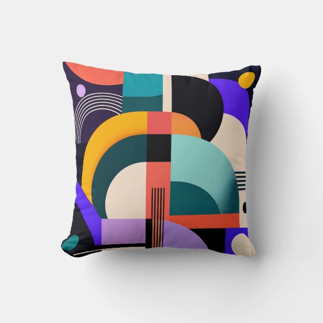 Bold Geometric Shapes and Colours Modern Design Throw Pillow (Front)