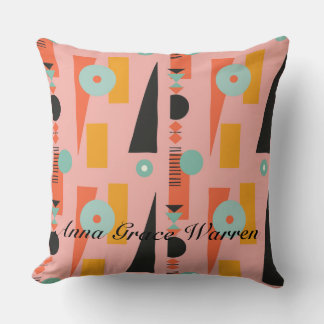 Bold Geometric Shapes With Accents Mint Aqua 4 Throw Pillow