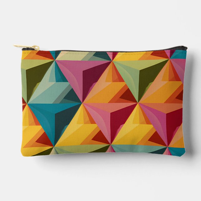 Bold Geometric Triangle Pattern  Accessory Pouch (Front)