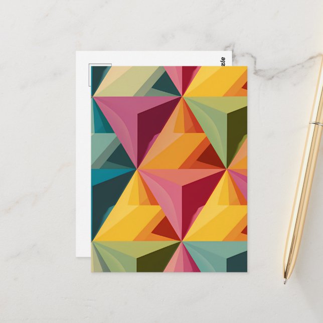 Bold Geometric Triangle Pattern  Postcard (Front/Back In Situ)