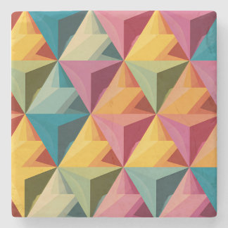 Bold Geometric Triangle Pattern Stone Coaster