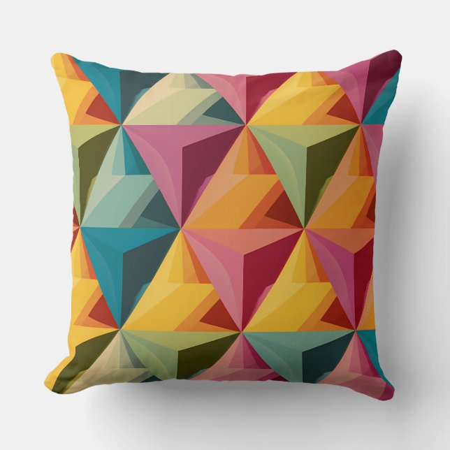 Bold Geometric Triangle Pattern  Throw Pillow (Front)