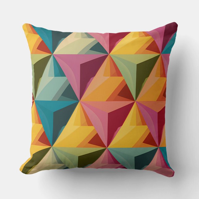 Bold Geometric Triangle Pattern  Throw Pillow (Front)