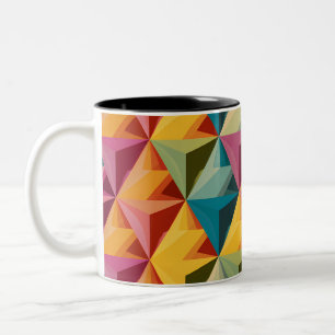Bold Geometric Triangle Pattern  Two-Tone Coffee Mug
