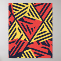 Bold Geometric Triangles in Red and Yellow