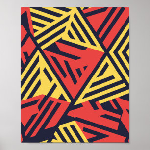 Bold Geometric Triangles in Red and Yellow Poster