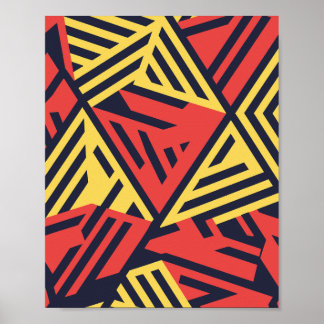 Bold Geometric Triangles in Red and Yellow Poster