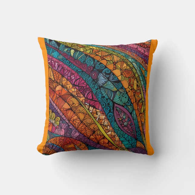 Bold Geometry in Orange, Purple, Blue Throw Pillow (Front)
