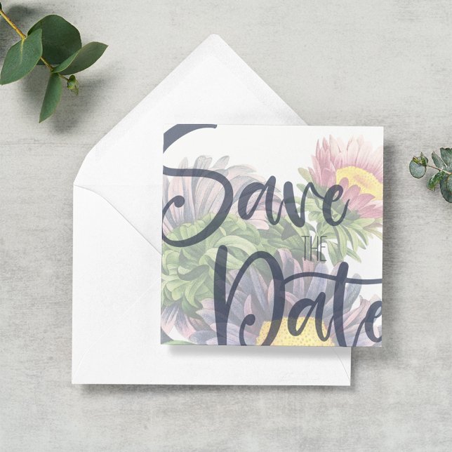 Bold Gerber Daisy Save the Date Template (Creator Uploaded)