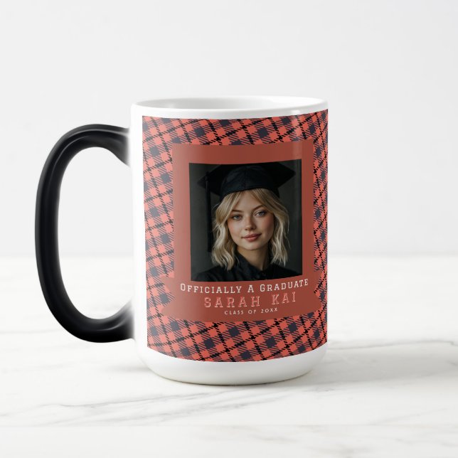 Bold Gingham Pattern Senior Year Grad Magic Mug (Left)