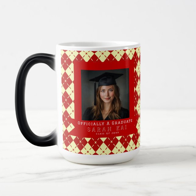 Bold Gingham Pattern Wife Graduation Gift Magic Mug (Left)